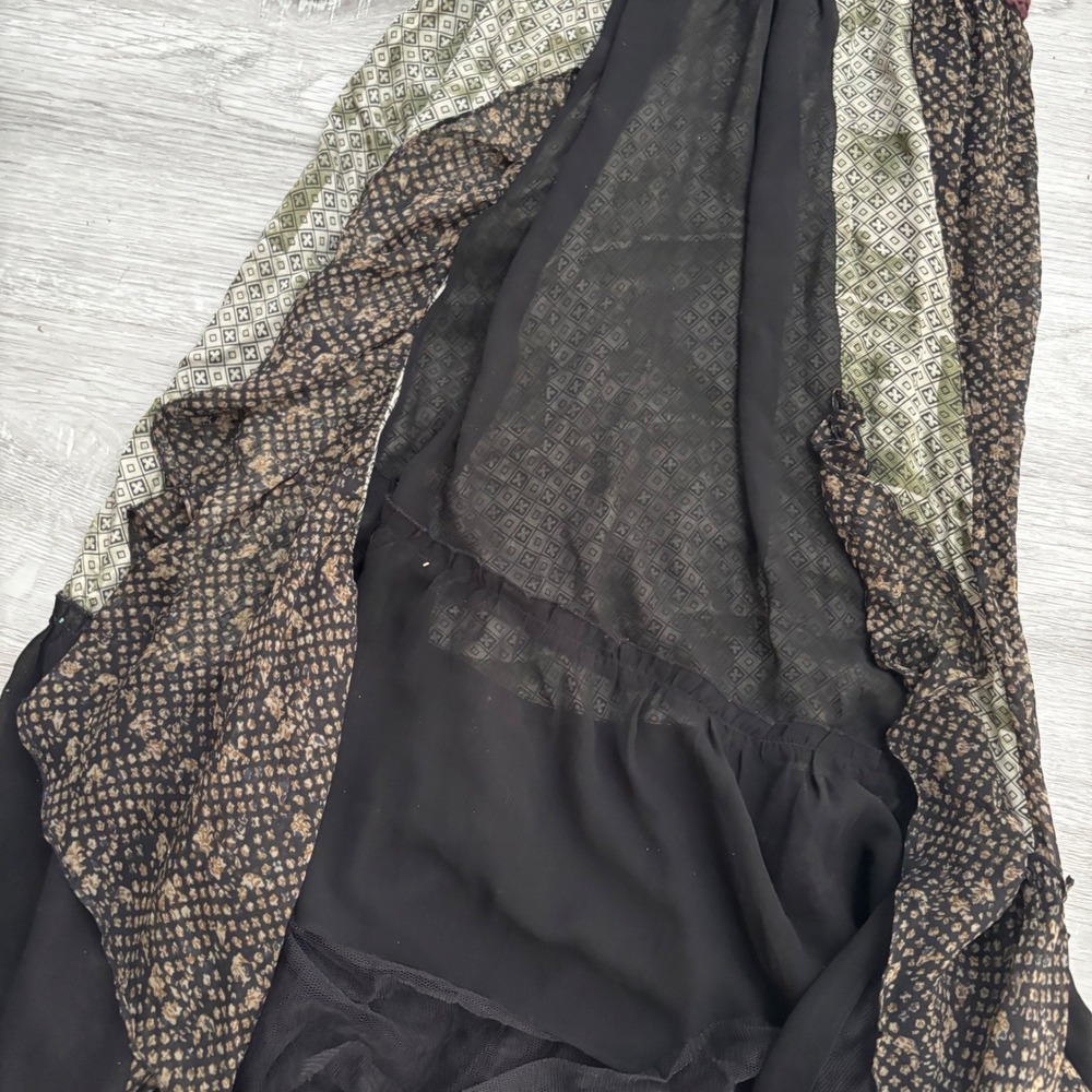 Free People One Shoulder Mixed Print Maxi Dress Belted Boho Small whimsygoth - Picture 3 of 6